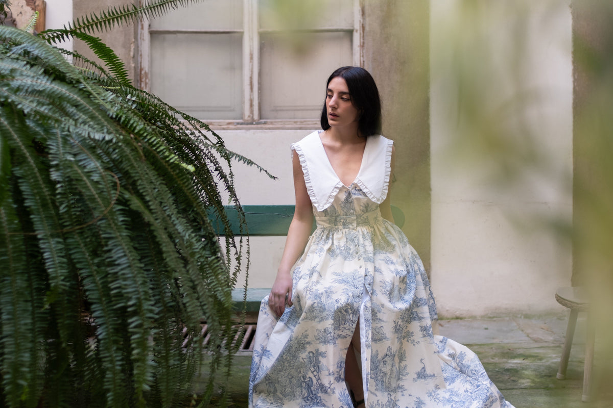 Ava maxi toile de jouy dress