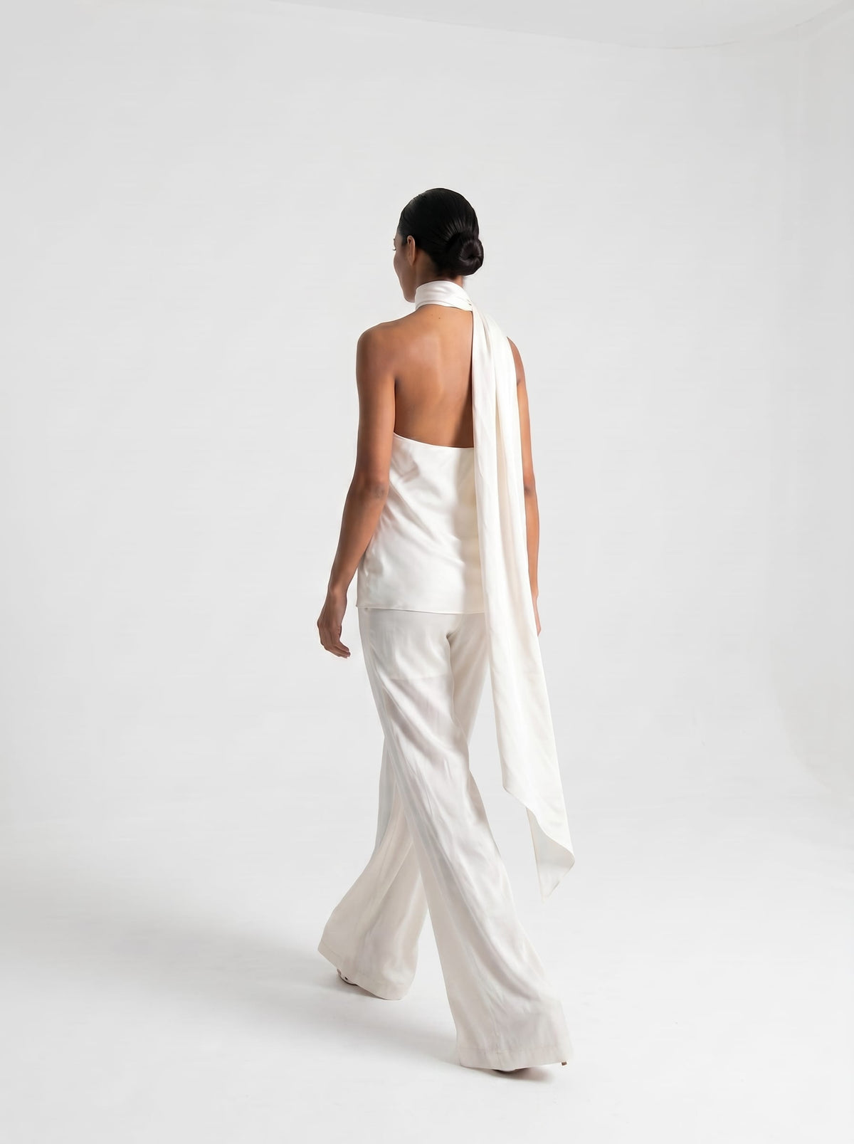 One-Shoulder Silk Scarf Top