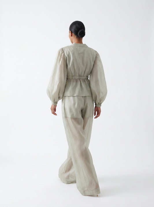 Transparent Wide Leg Silk Organza Trouser