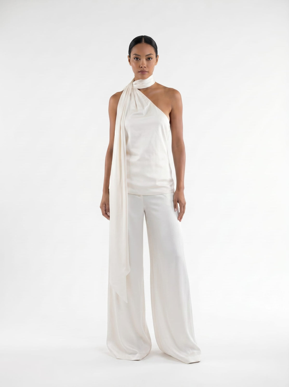 One-Shoulder Silk Scarf Top